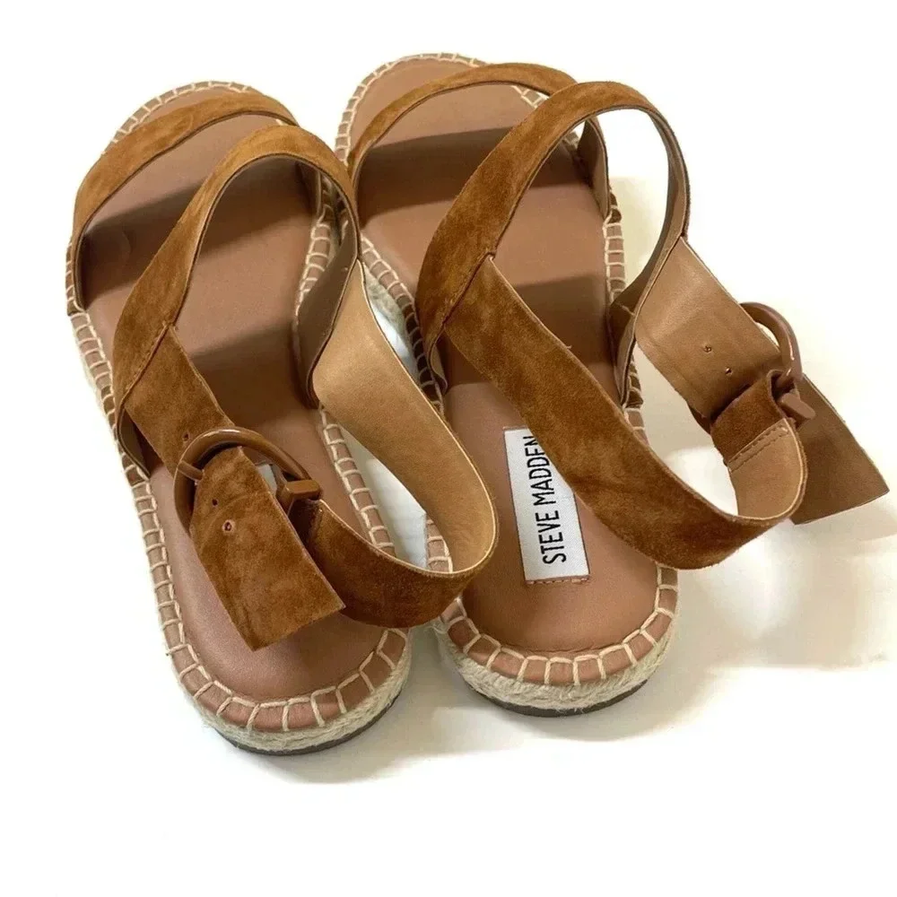 Steve Madden Ethan Tan Suede Espadrille Sandal Size 8
